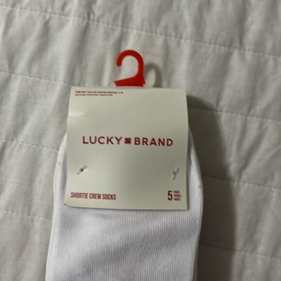 Lucky Brand Ladies 5 pk White Cream Tan Shortie Crew Socks - Picture 3 of 13